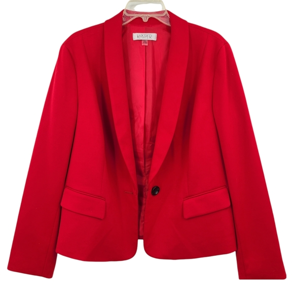 Kasper Red Single Button Plus Size Blazer Size 16 - Picture 1 of 6